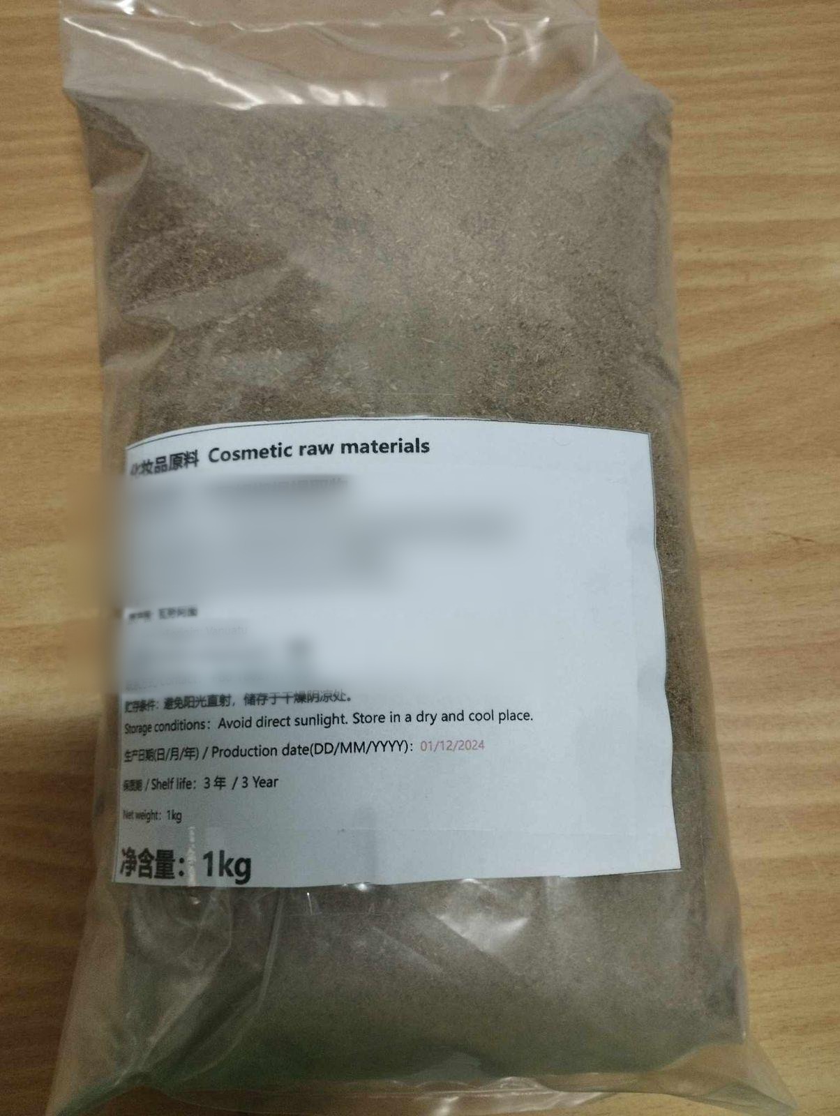 Piper methysticum root extract packaged for China destination, one kilogram lot